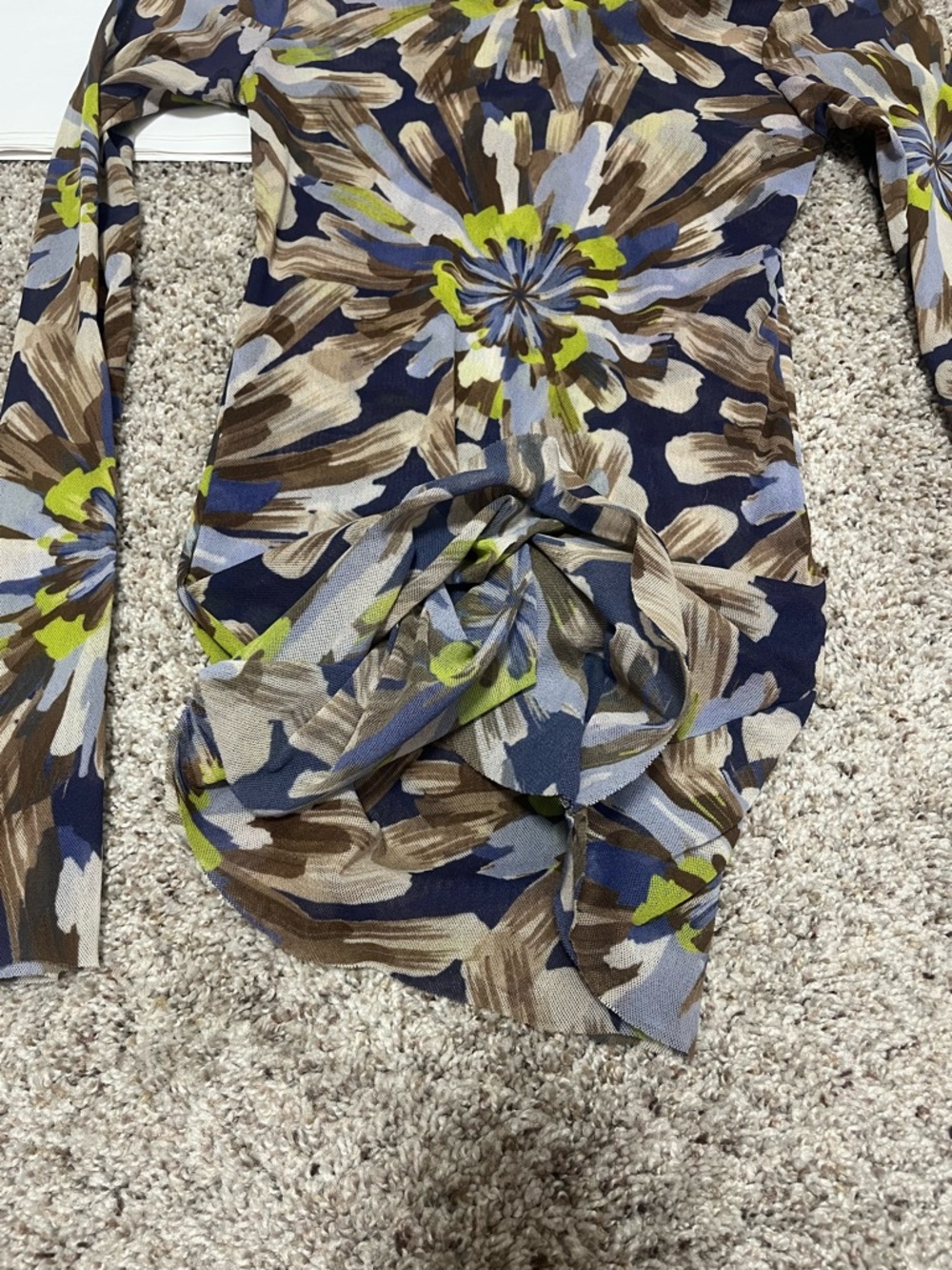 Sweet Pea Long Sleeve Floral Brushstroke Top - Navy, Brown, Olive, Light Blue - Picture 5 of 6
